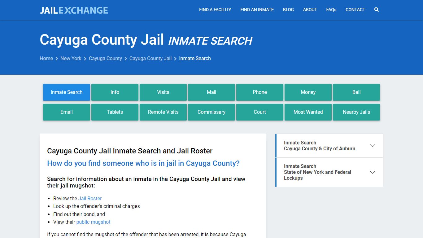 Inmate Search: Roster & Mugshots - Cayuga County Jail, NY - Jail Exchange
