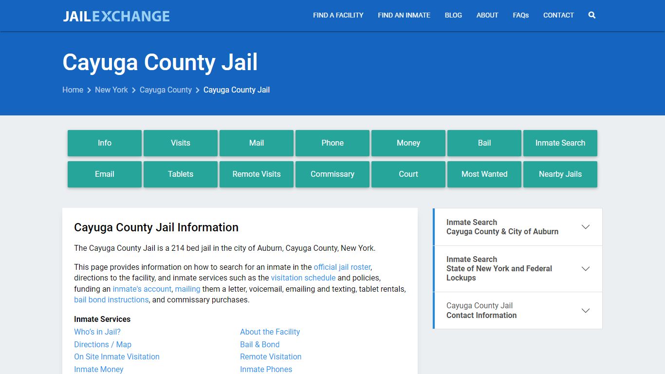 Cayuga County Jail, NY Inmate Search, Information